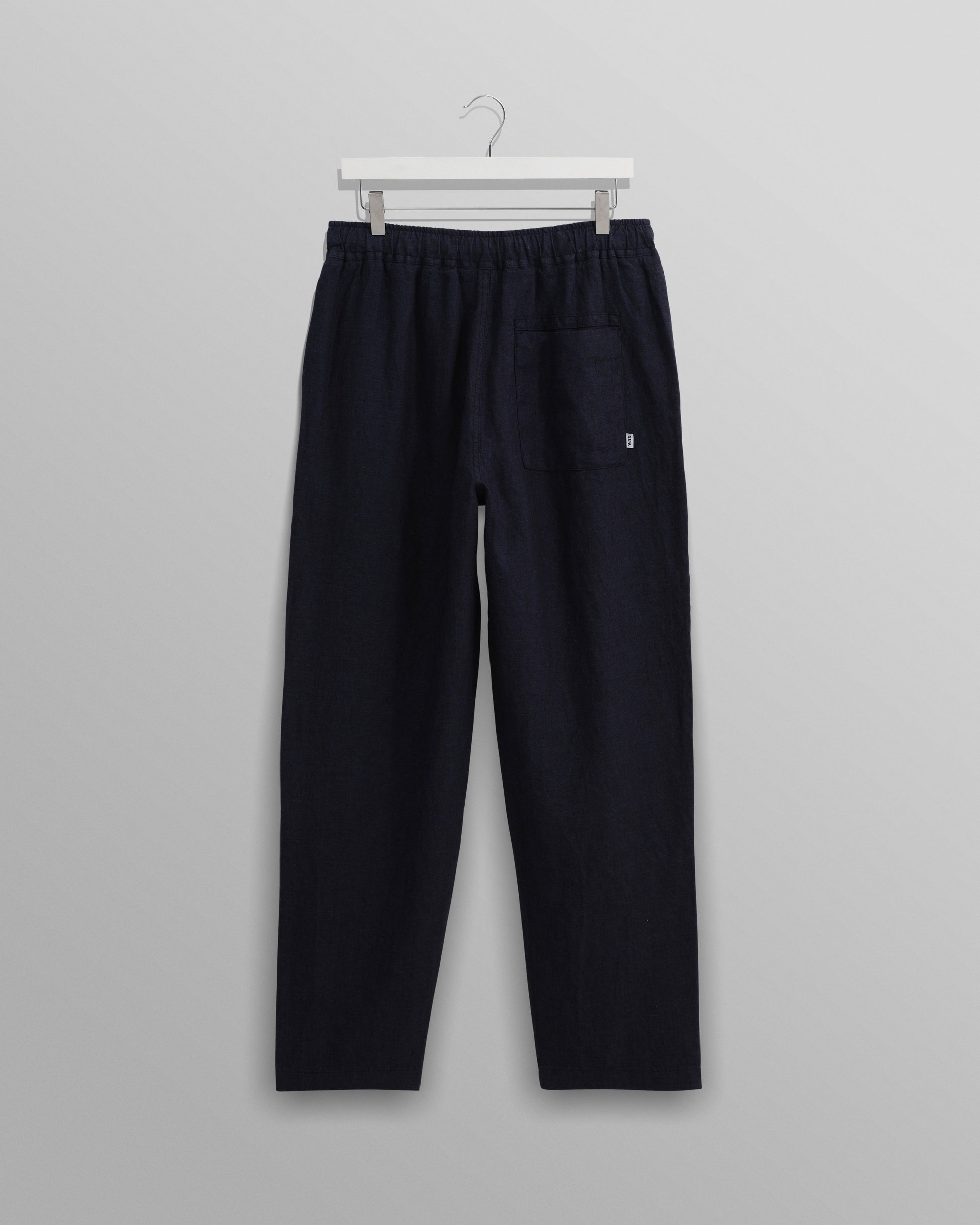 wax london men's Kurt - Navy Two-Tone Linen Trousers