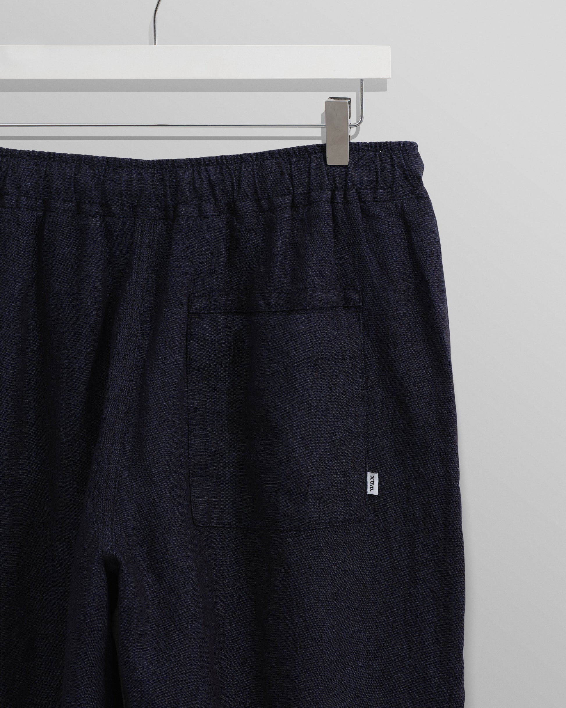 wax london men's Kurt - Navy Two-Tone Linen Trousers