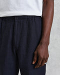 wax london men's Kurt - Navy Two-Tone Linen Trousers