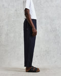 wax london men's Kurt - Navy Two-Tone Linen Trousers