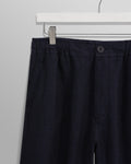 wax london men's Kurt - Navy Two-Tone Linen Trousers