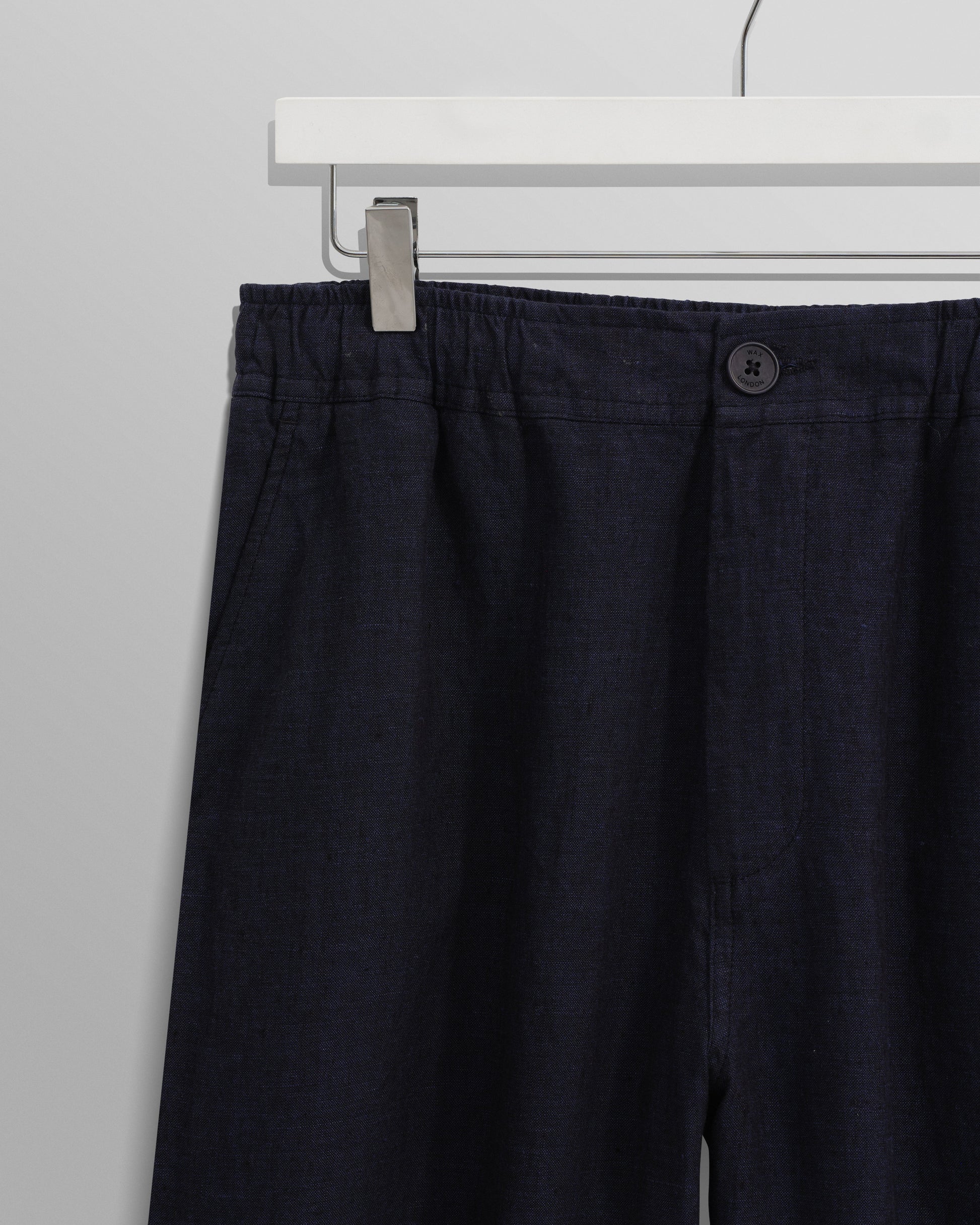wax london men's Kurt - Navy Two-Tone Linen Trousers