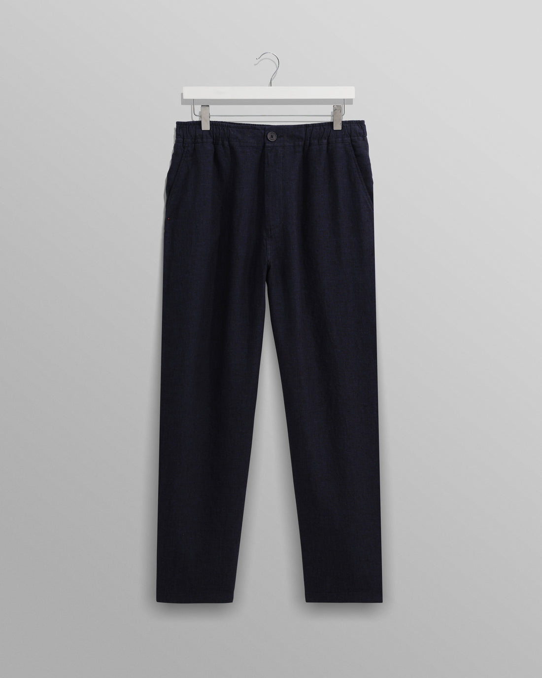 wax london men's Kurt - Navy Two-Tone Linen Trousers
