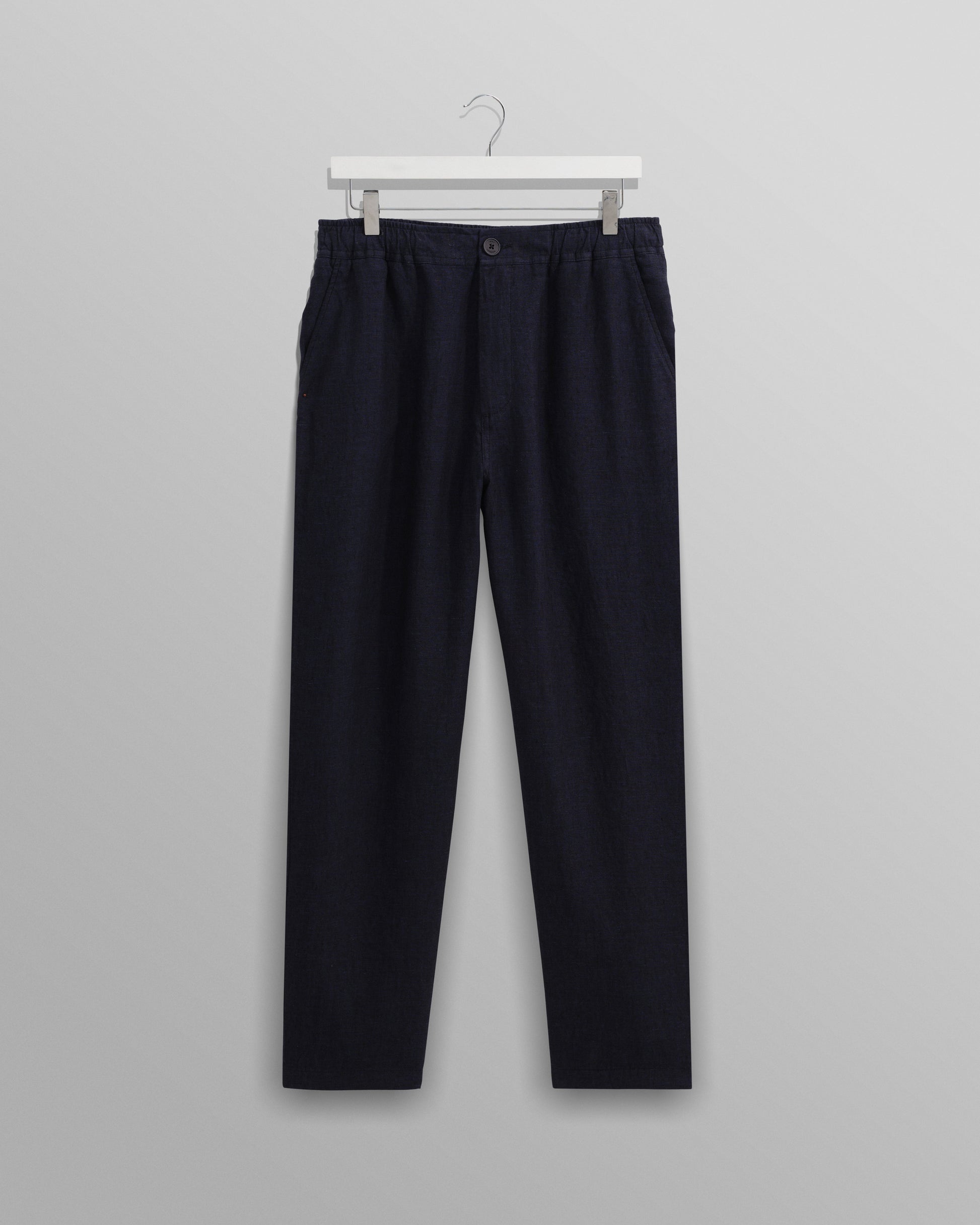 wax london men's Kurt - Navy Two-Tone Linen Trousers