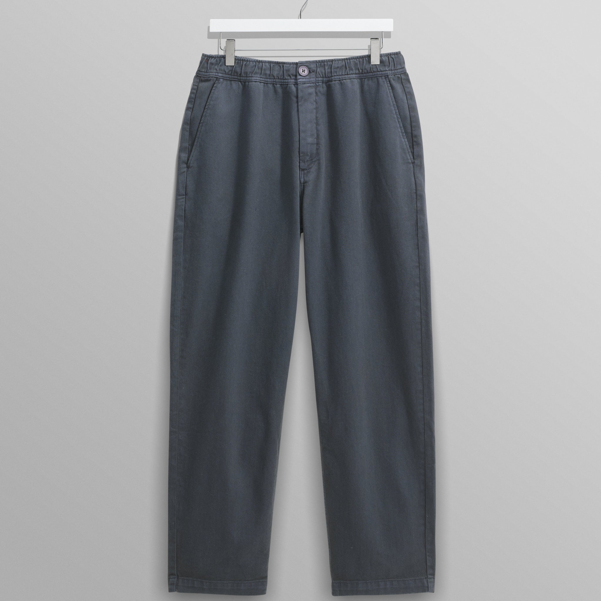 wax london men's Kurt - Petrol Blue Organic Cotton Trousers