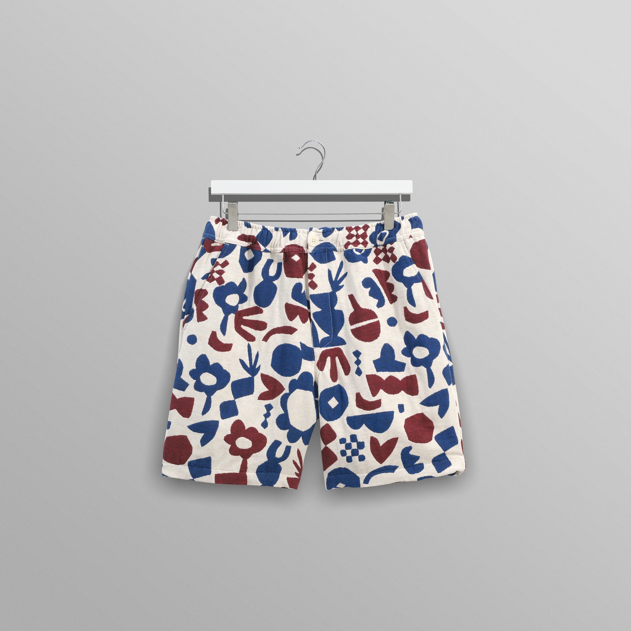 wax london men's Kurt - Red And Blue Spin Jacquard Shorts