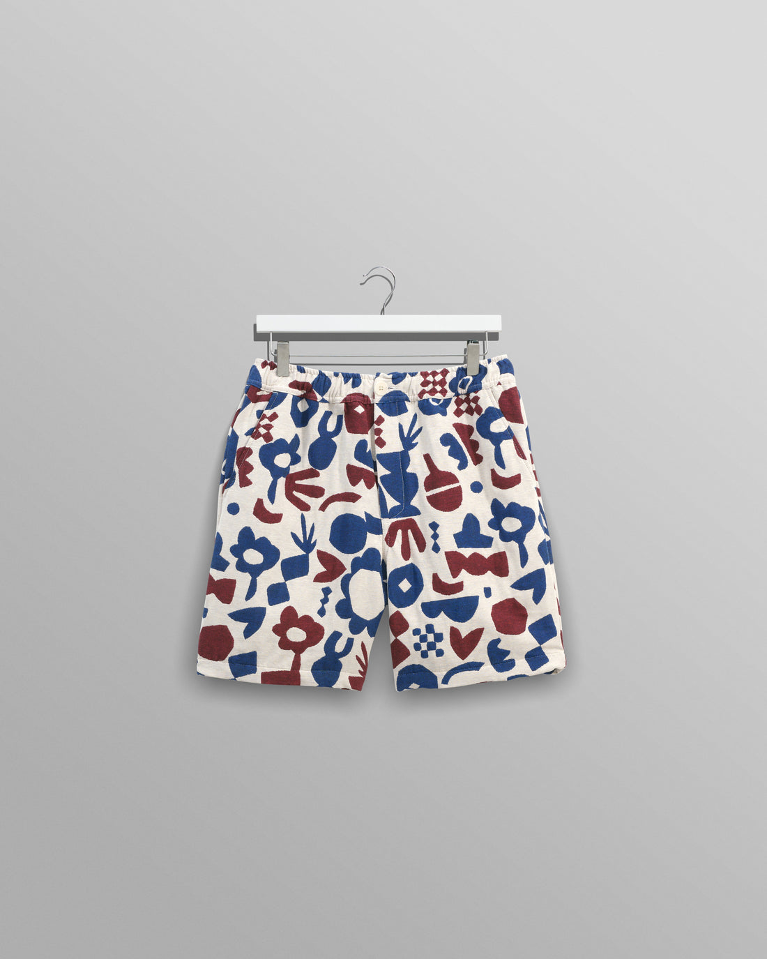 wax london men's Kurt - Red And Blue Spin Jacquard Shorts