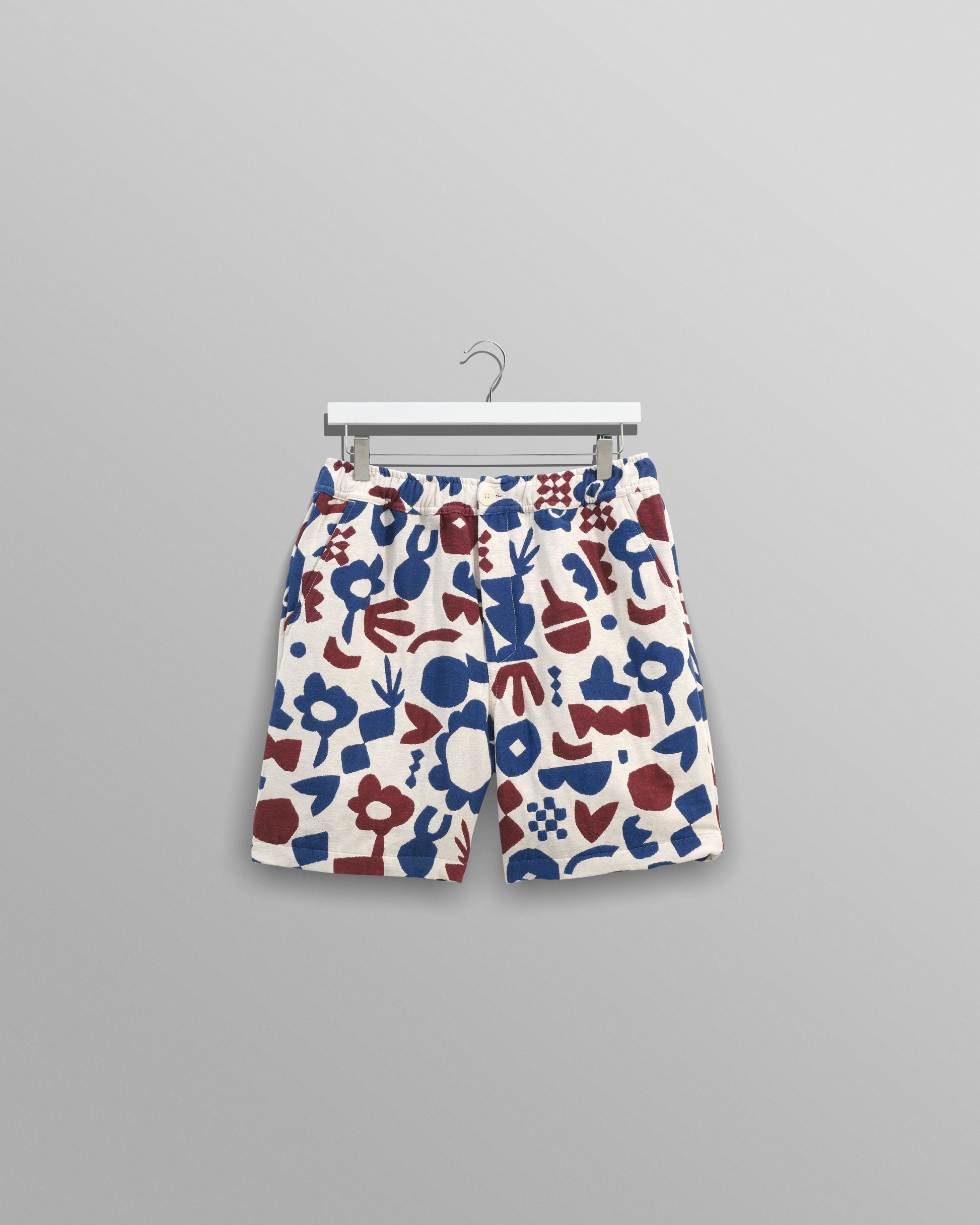 wax london men's Kurt - Red And Blue Spin Jacquard Shorts