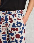 wax london men's Kurt - Red And Blue Spin Jacquard Trousers