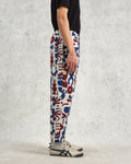 wax london men's Kurt - Red And Blue Spin Jacquard Trousers