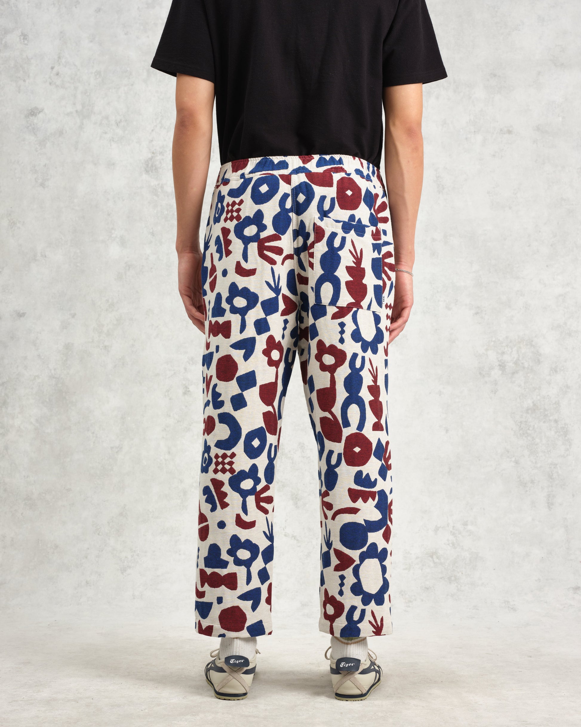wax london men's Kurt - Red And Blue Spin Jacquard Trousers