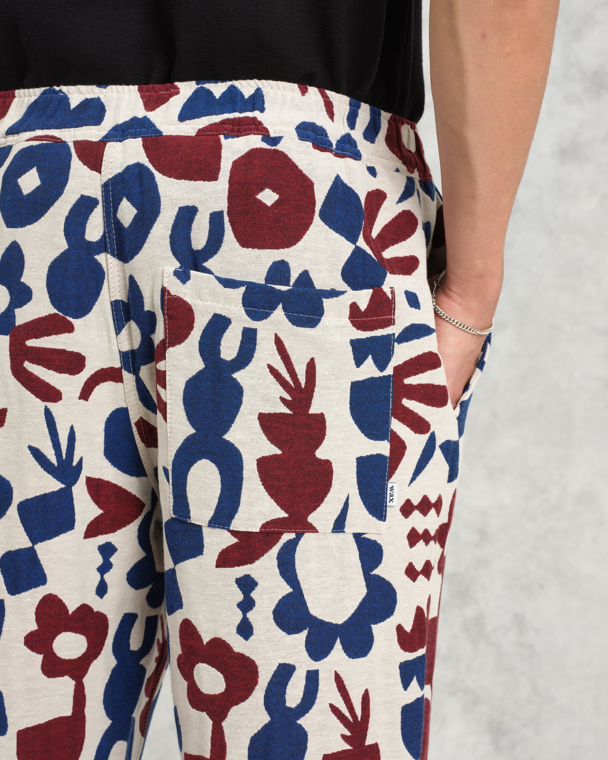 wax london men's Kurt - Red And Blue Spin Jacquard Trousers