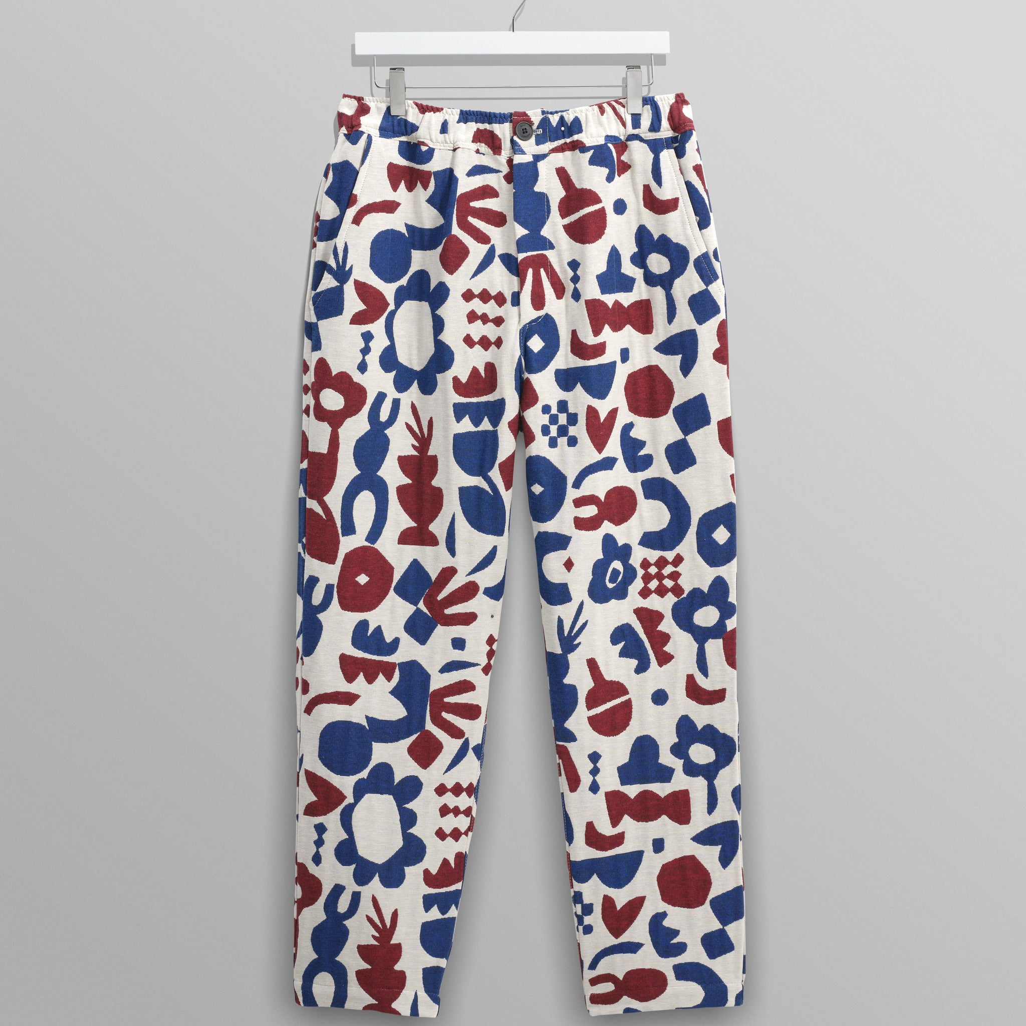wax london men's Kurt - Red And Blue Spin Jacquard Trousers
