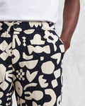 wax london men's Kurt - Navy And Ecru Spin Jacquard Shorts