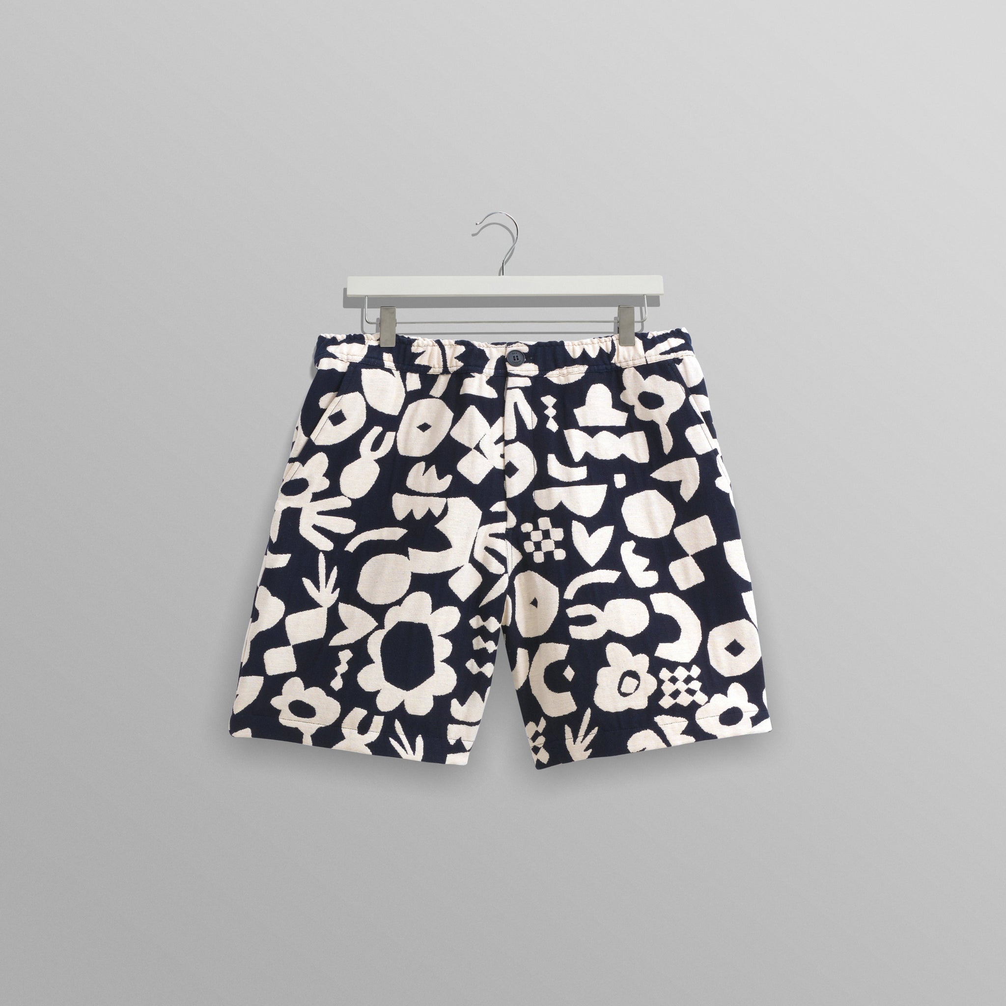 wax london men's Kurt - Navy And Ecru Spin Jacquard Shorts