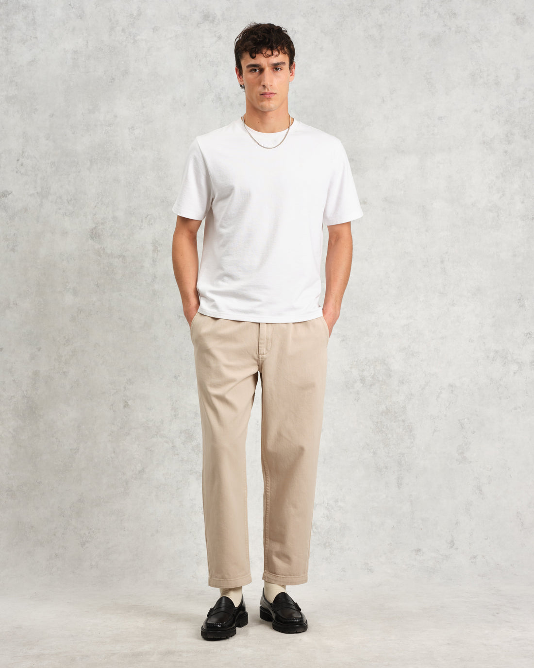 wax london men's Kurt - Stone Organic Cotton Trousers