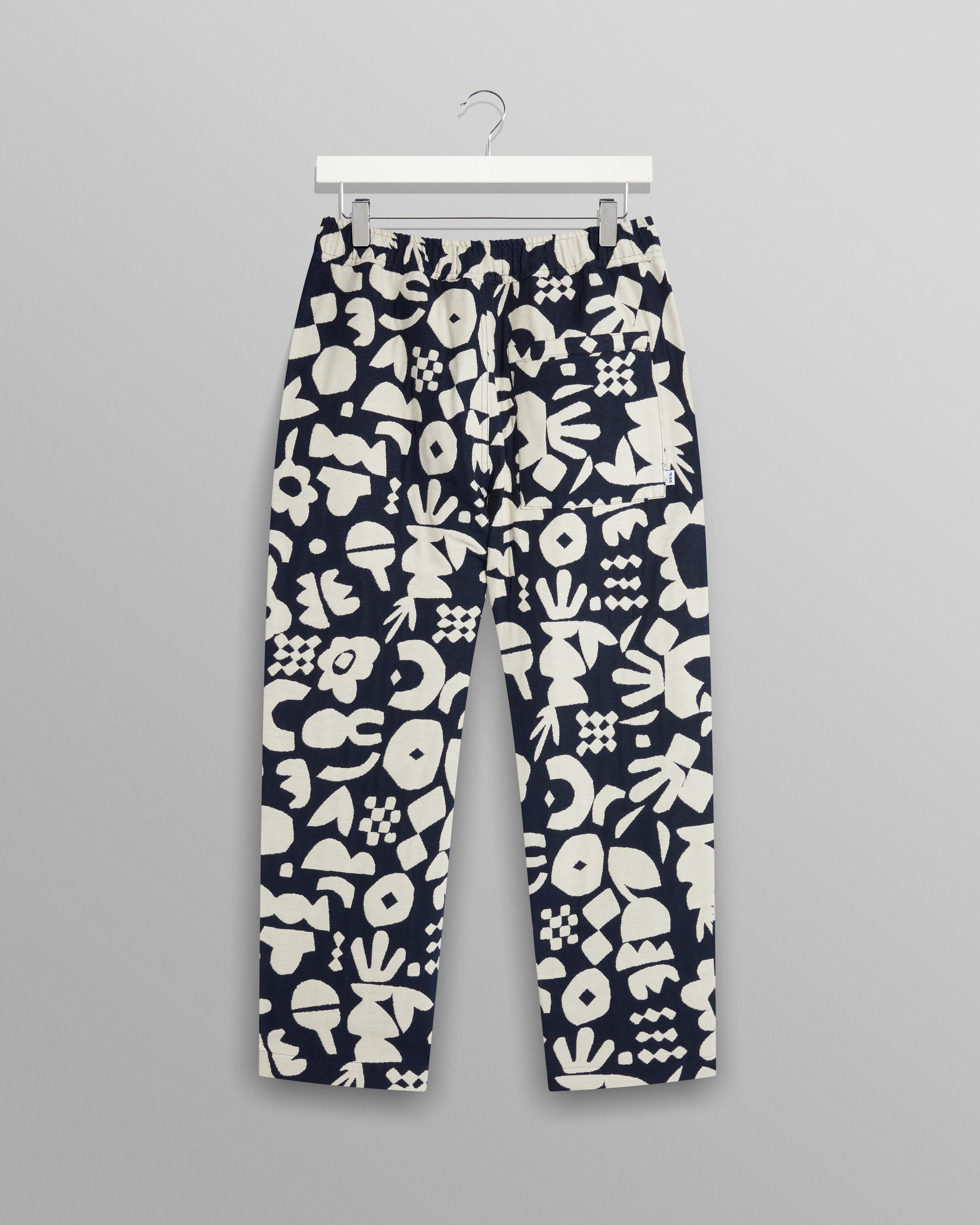 wax london men's Kurt - Navy And Ecru Spin Jacquard Trousers
