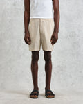 wax london men's Kurt - Washed Beige Linen Shorts