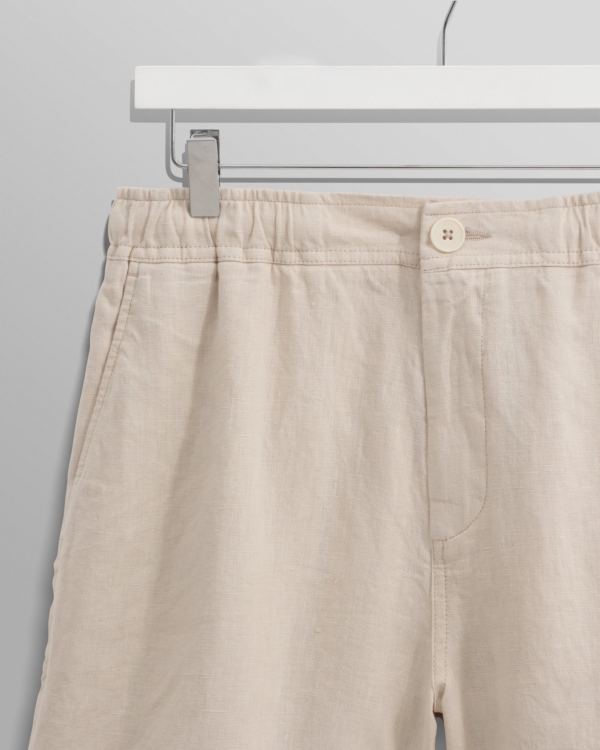 wax london men's Kurt - Washed Beige Linen Shorts