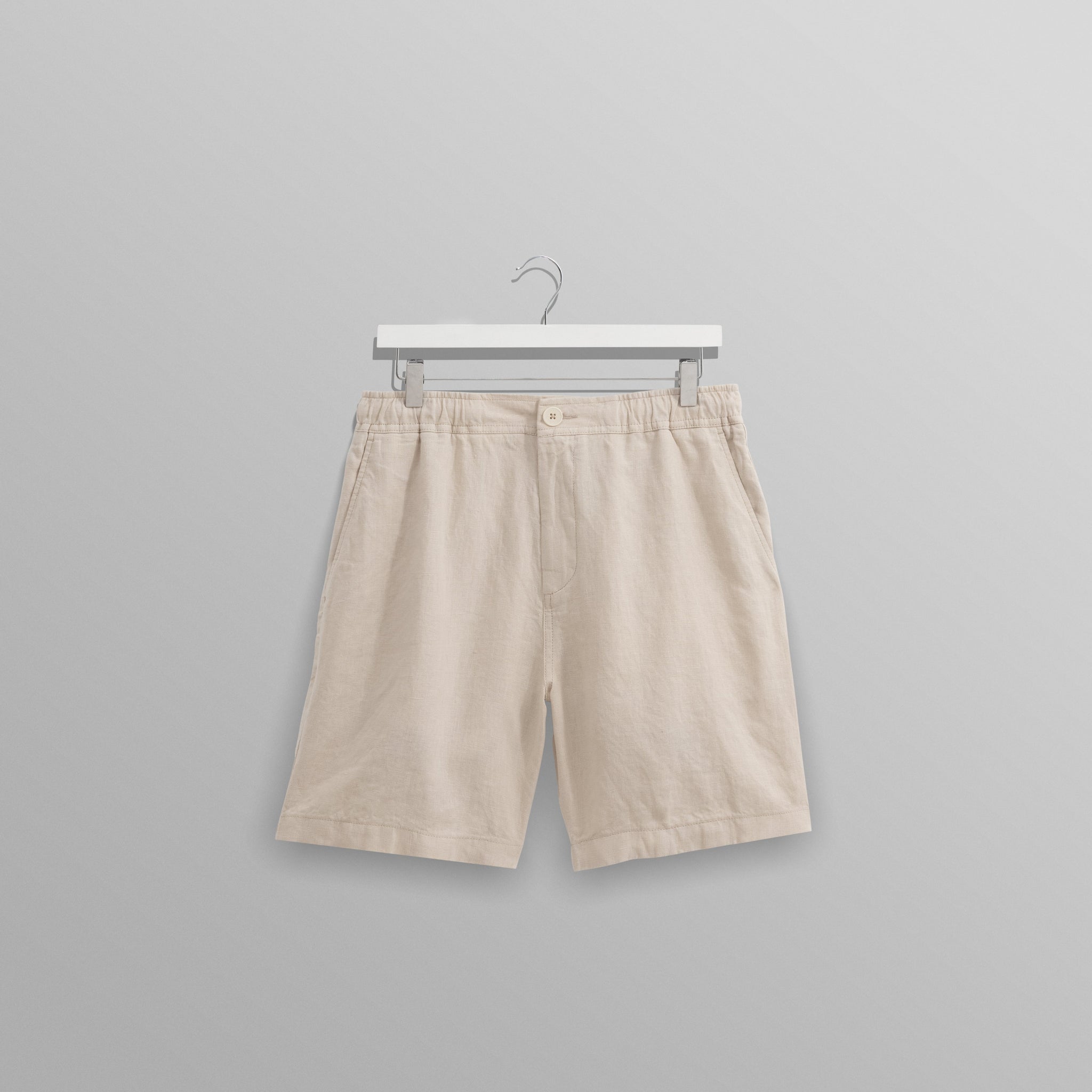 wax london men's Kurt - Washed Beige Linen Shorts