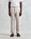 wax london men's Kurt - Washed Beige Linen Trousers