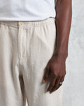 wax london men's Kurt - Washed Beige Linen Trousers