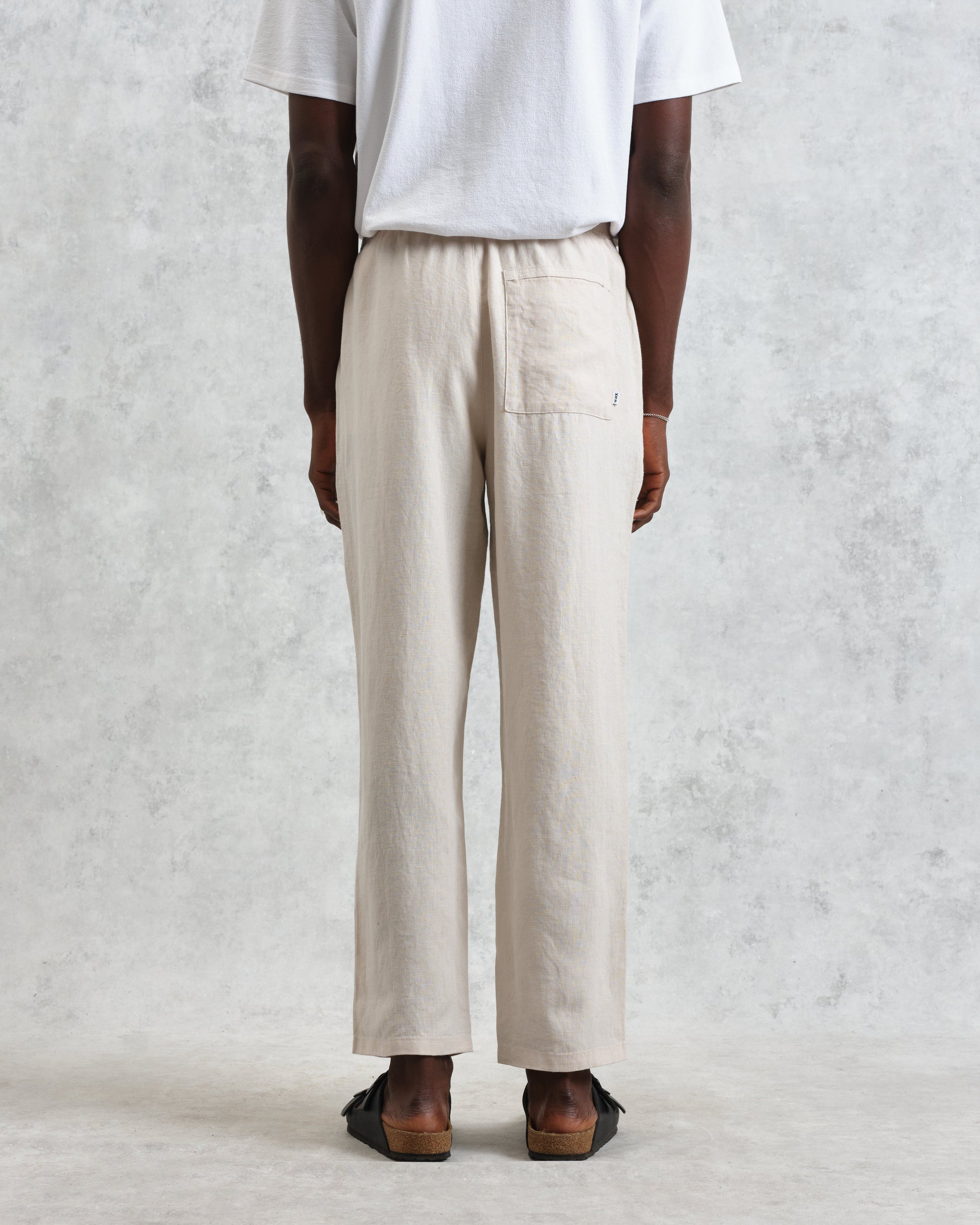 wax london men's Kurt - Washed Beige Linen Trousers