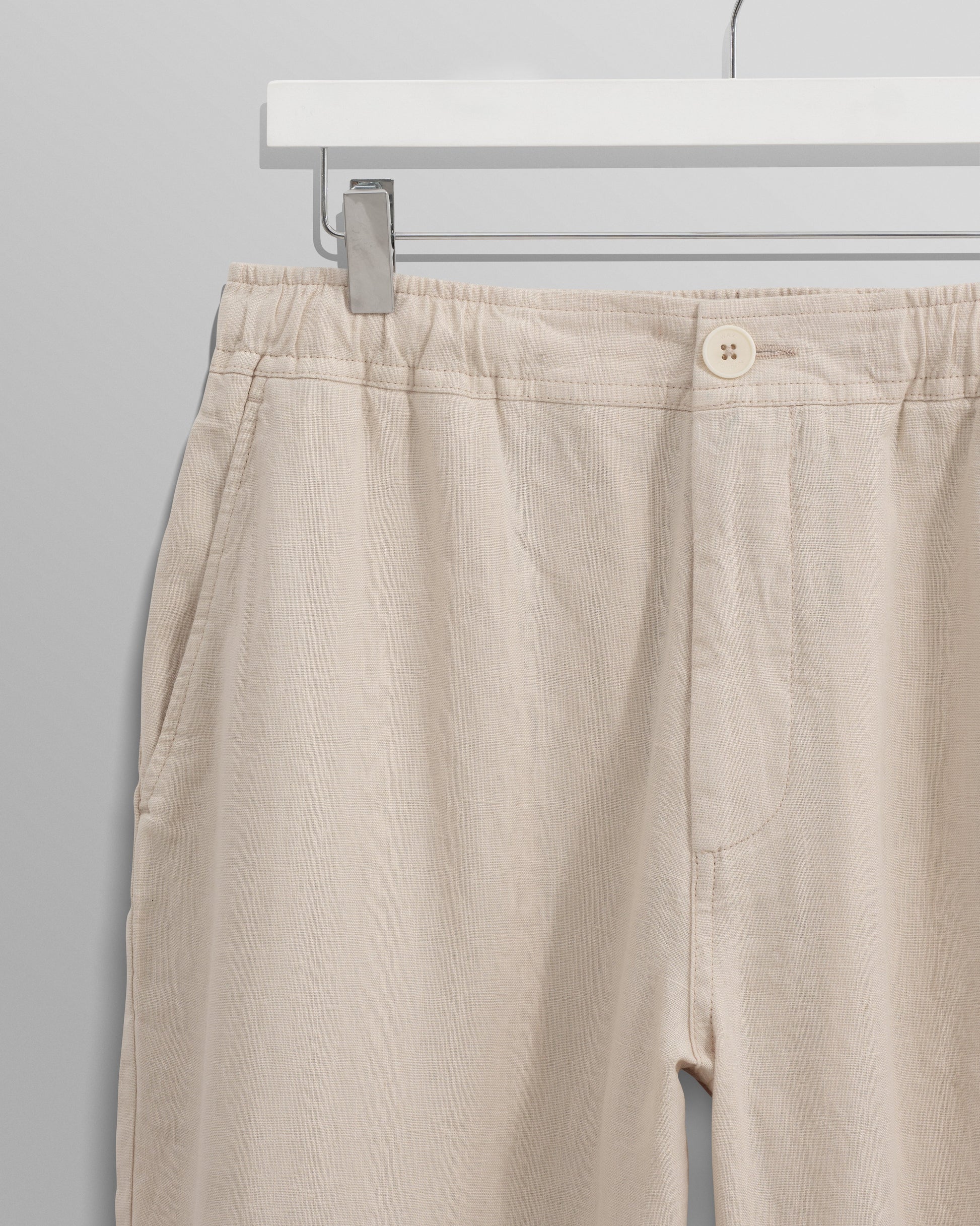 wax london men's Kurt - Washed Beige Linen Trousers