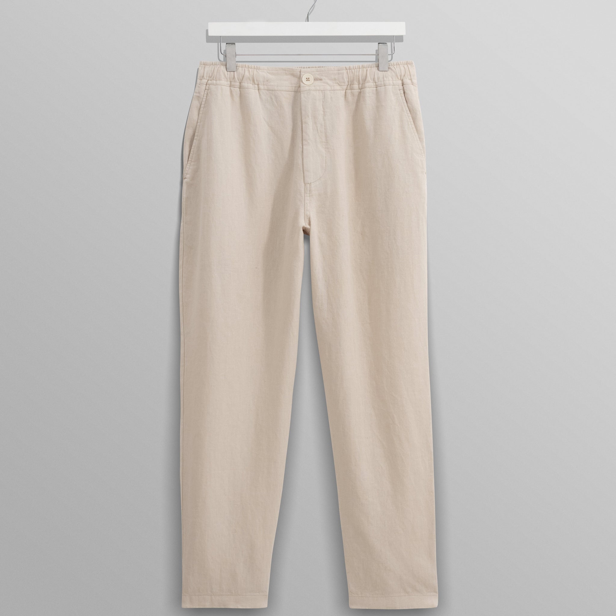 wax london men's Kurt - Washed Beige Linen Trousers