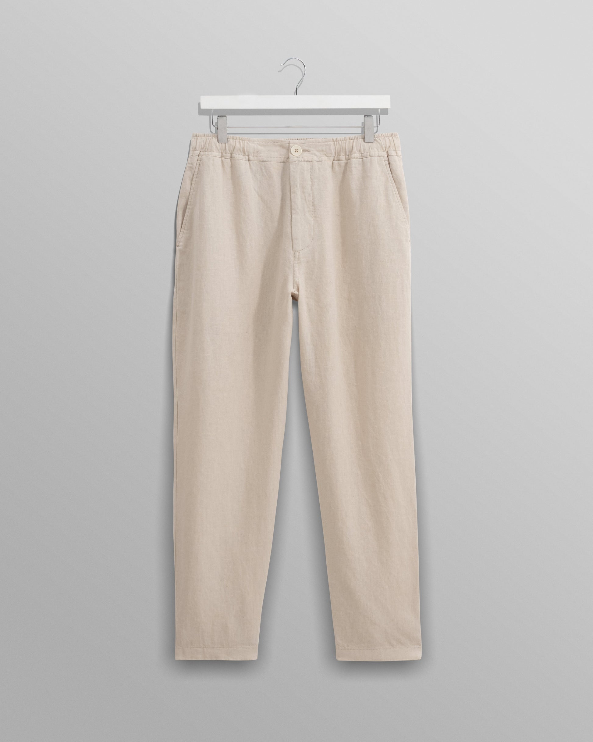 wax london men's Kurt - Washed Beige Linen Trousers