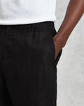 wax london men's Kurt - Washed Black Linen Shorts