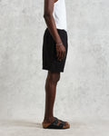 wax london men's Kurt - Washed Black Linen Shorts