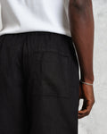 wax london men's Kurt - Washed Black Linen Shorts