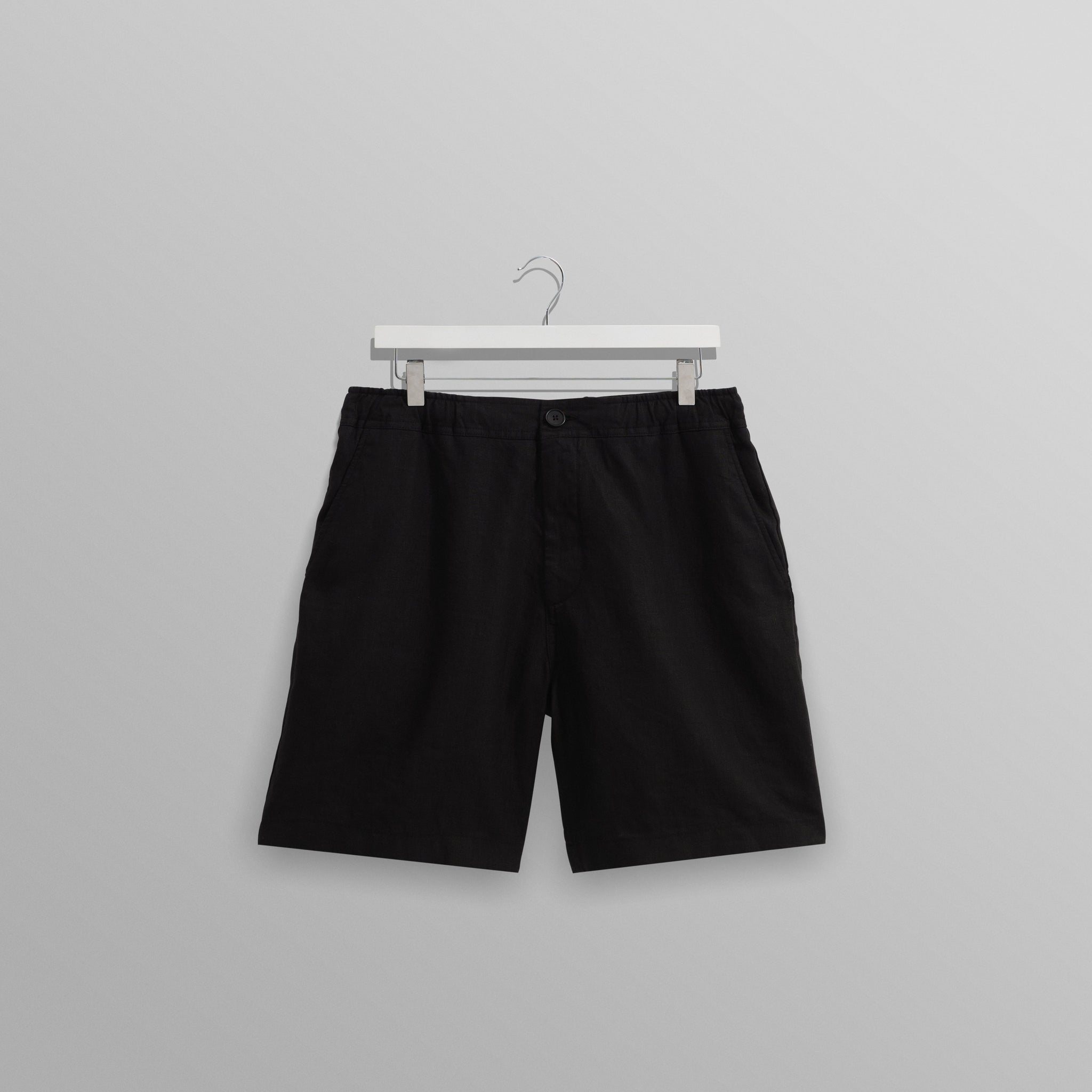 wax london men's Kurt - Washed Black Linen Shorts
