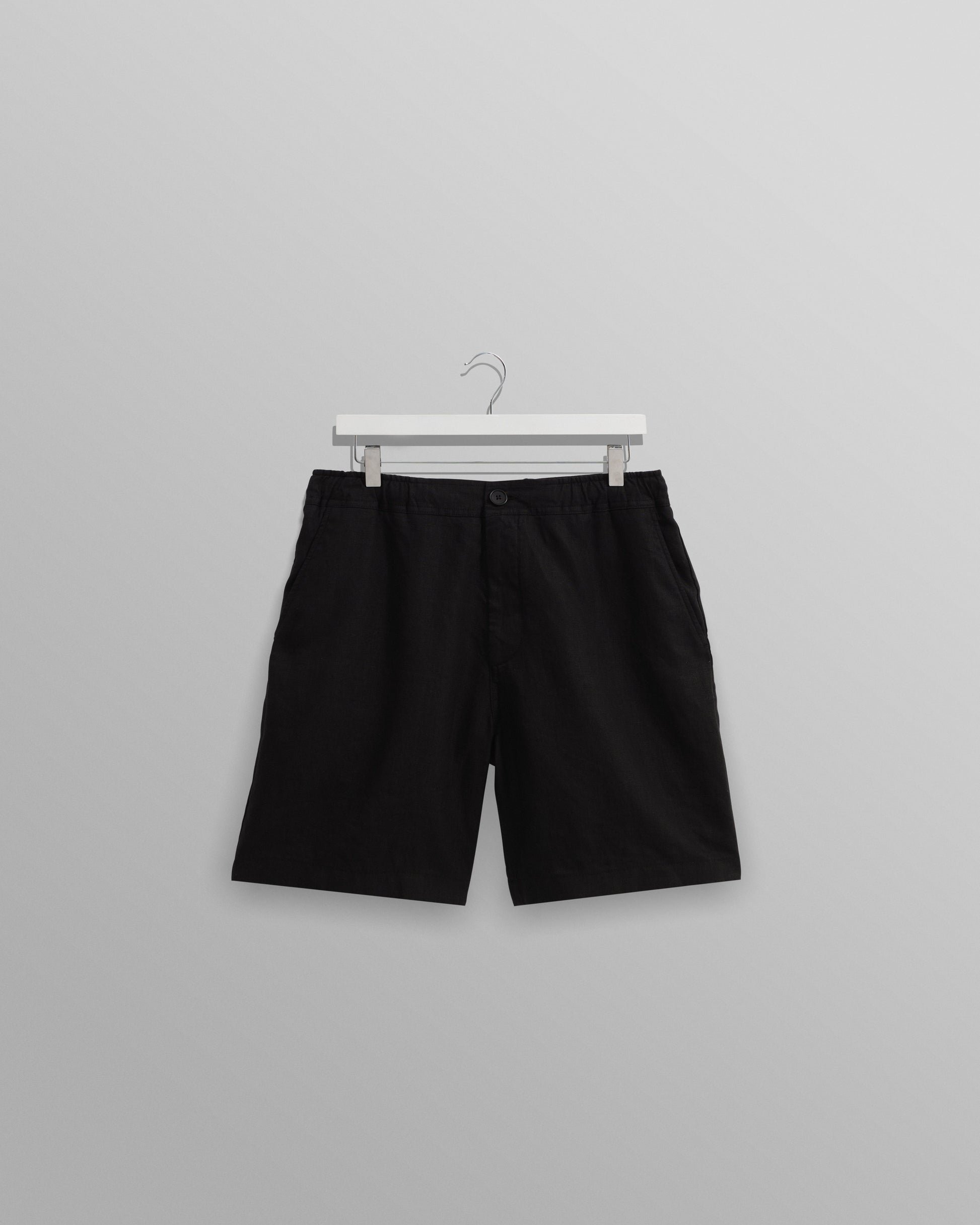 wax london men's Kurt - Washed Black Linen Shorts