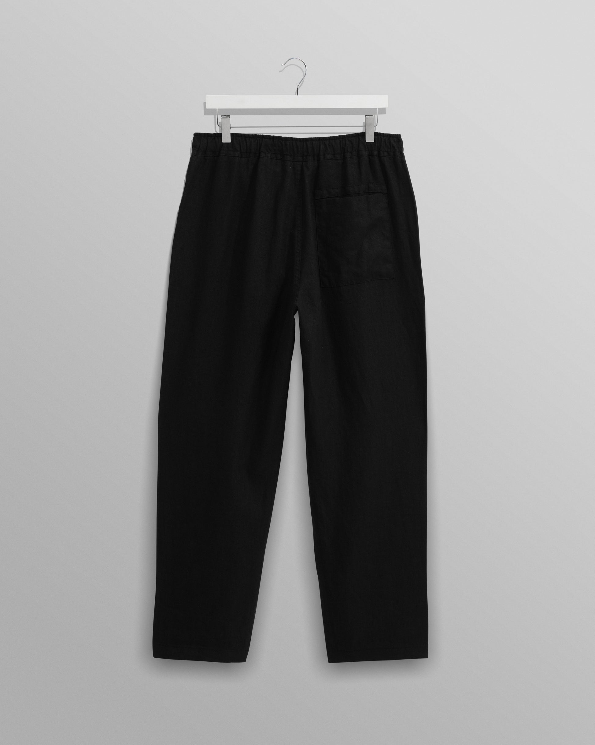 wax london men's Kurt - Washed Black Linen Trousers