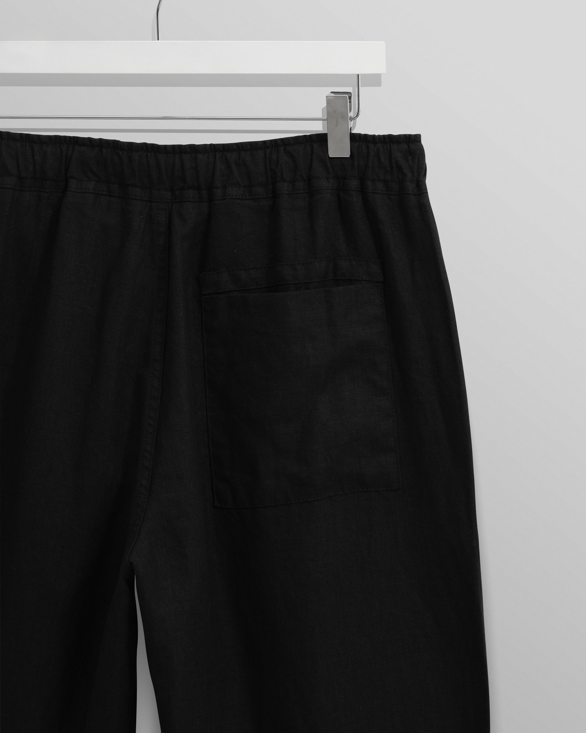 wax london men's Kurt - Washed Black Linen Trousers