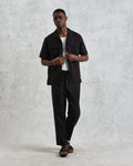 wax london men's Kurt - Washed Black Linen Trousers