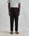 wax london men's Kurt - Washed Black Linen Trousers