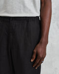 wax london men's Kurt - Washed Black Linen Trousers