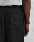 wax london men's Kurt - Washed Black Linen Trousers