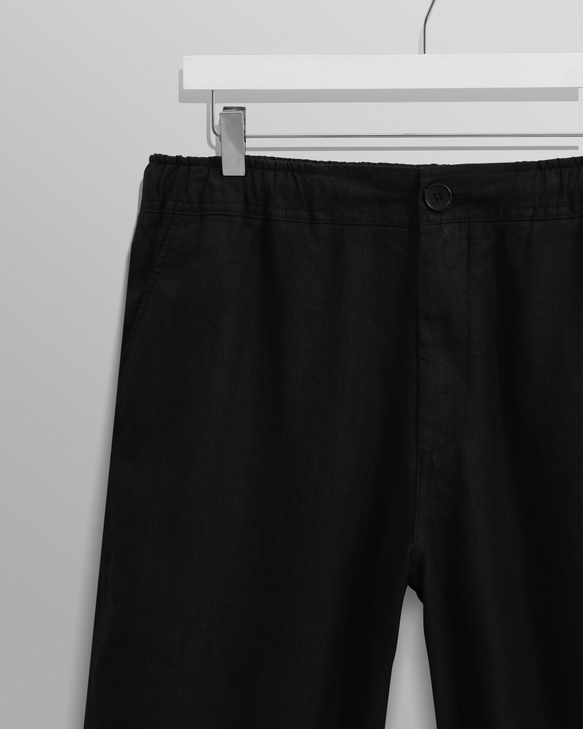 wax london men's Kurt - Washed Black Linen Trousers