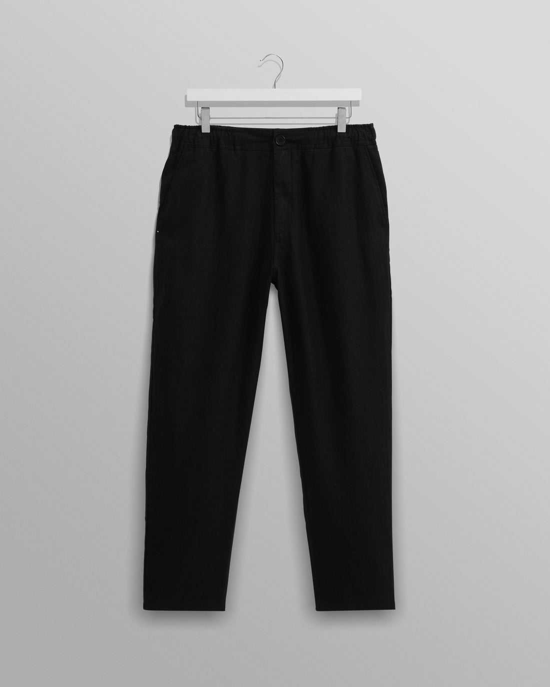 wax london men's Kurt - Washed Black Linen Trousers