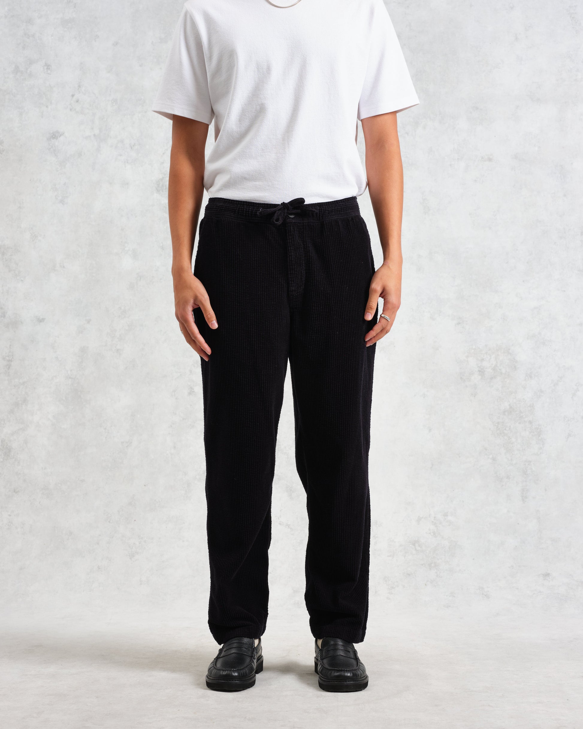 wax london men's Kyle - Navy Jumbo Corduroy Trousers