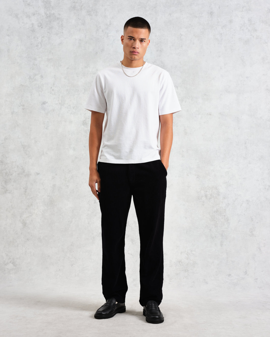 wax london men's Kyle - Navy Jumbo Corduroy Trousers