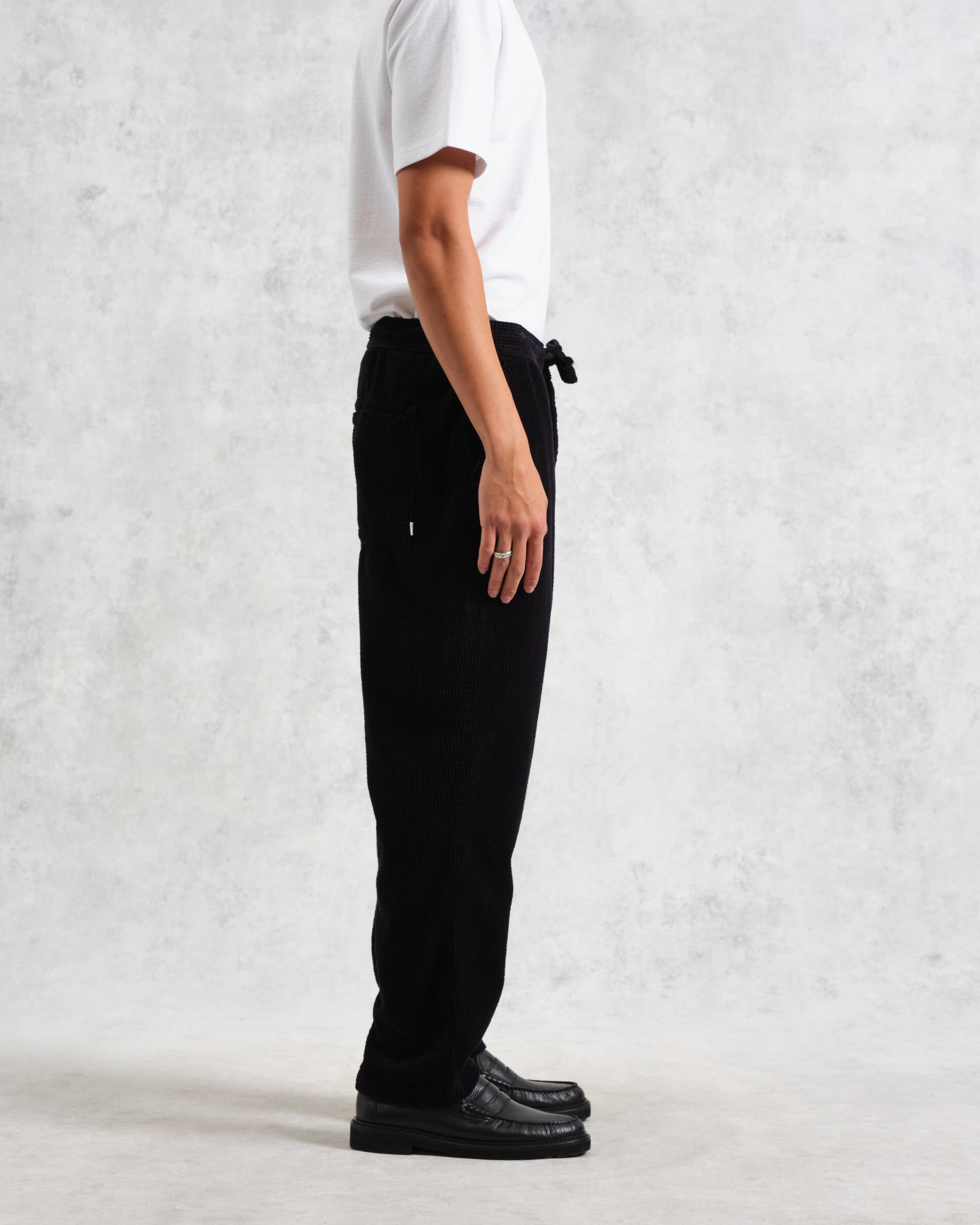 wax london men's Kyle - Navy Jumbo Corduroy Trousers