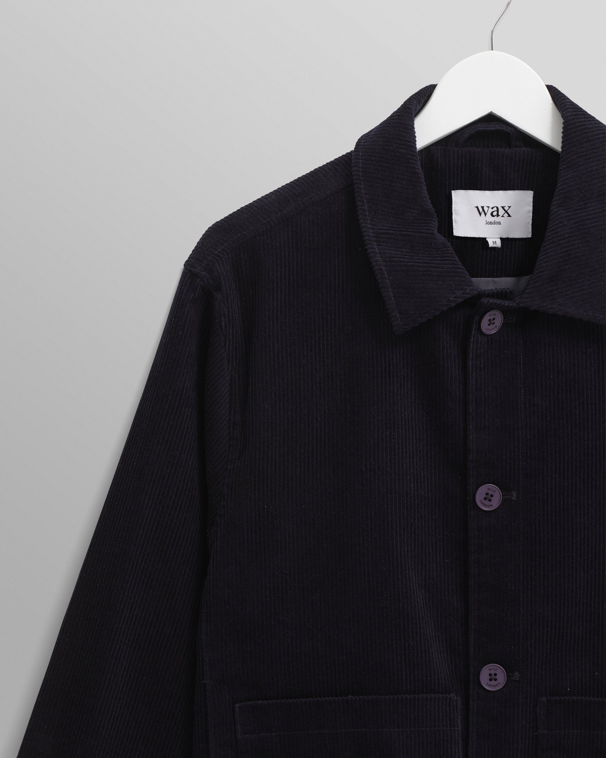 wax london men's Landmark - Navy Corduroy Chore Jacket