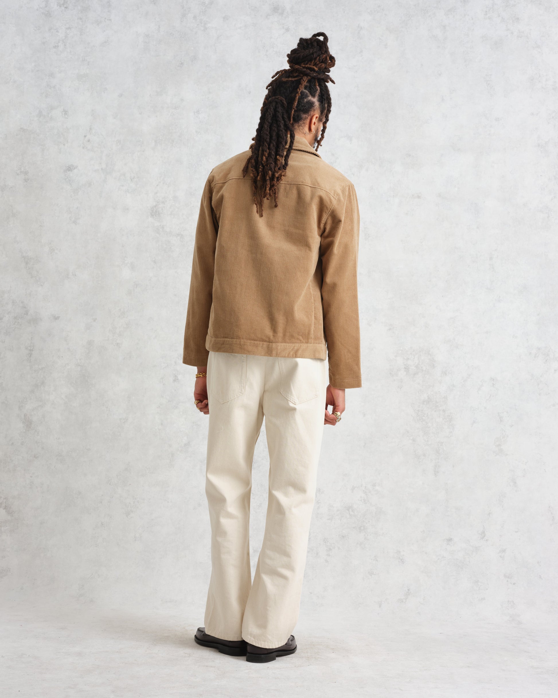 wax london men's Landmark - Sand Corduroy Chore Jacket