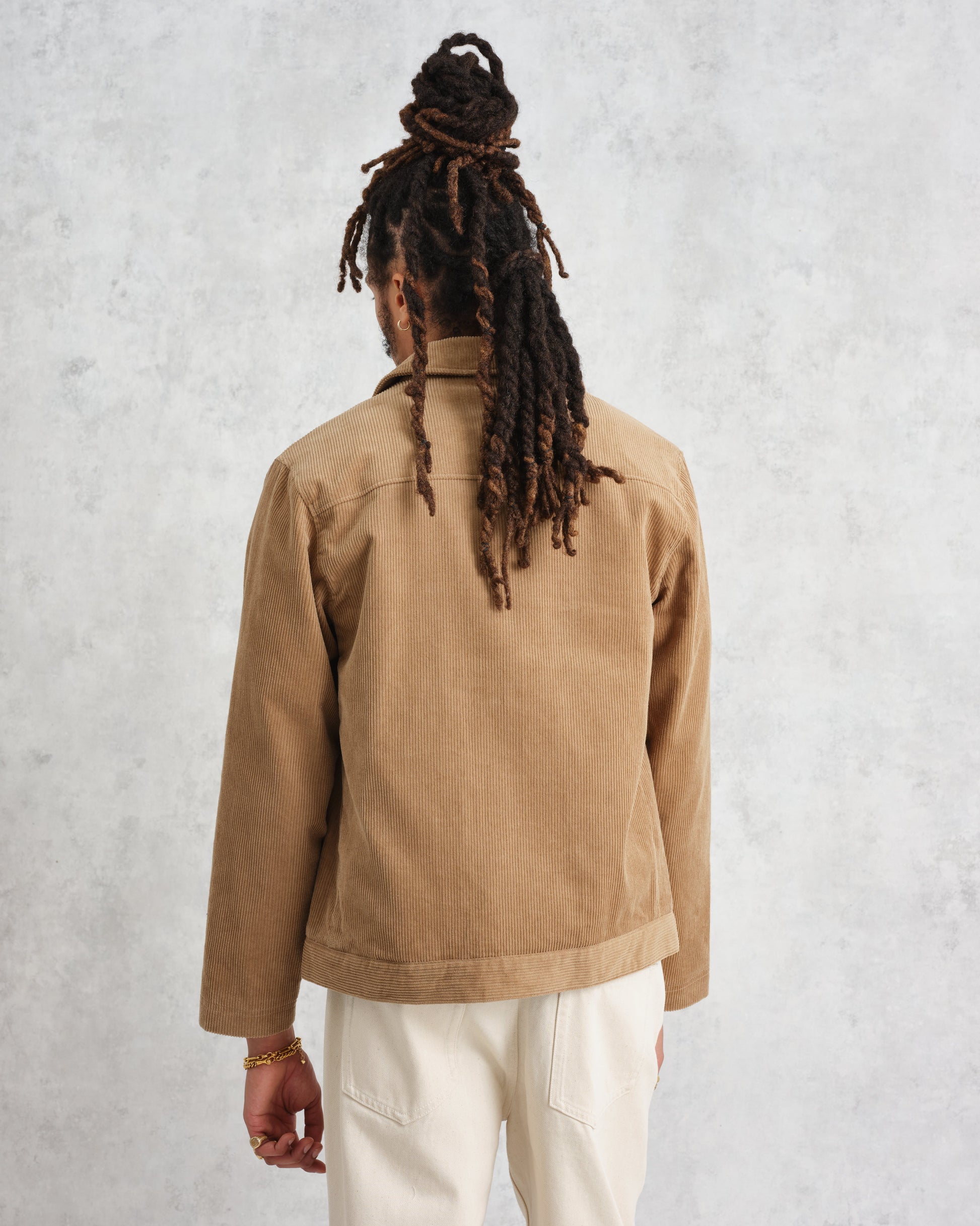 wax london men's Landmark - Sand Corduroy Chore Jacket
