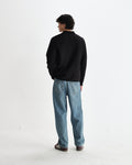 wax london men's Lennox - Black Milano Stripe Knitted Polo